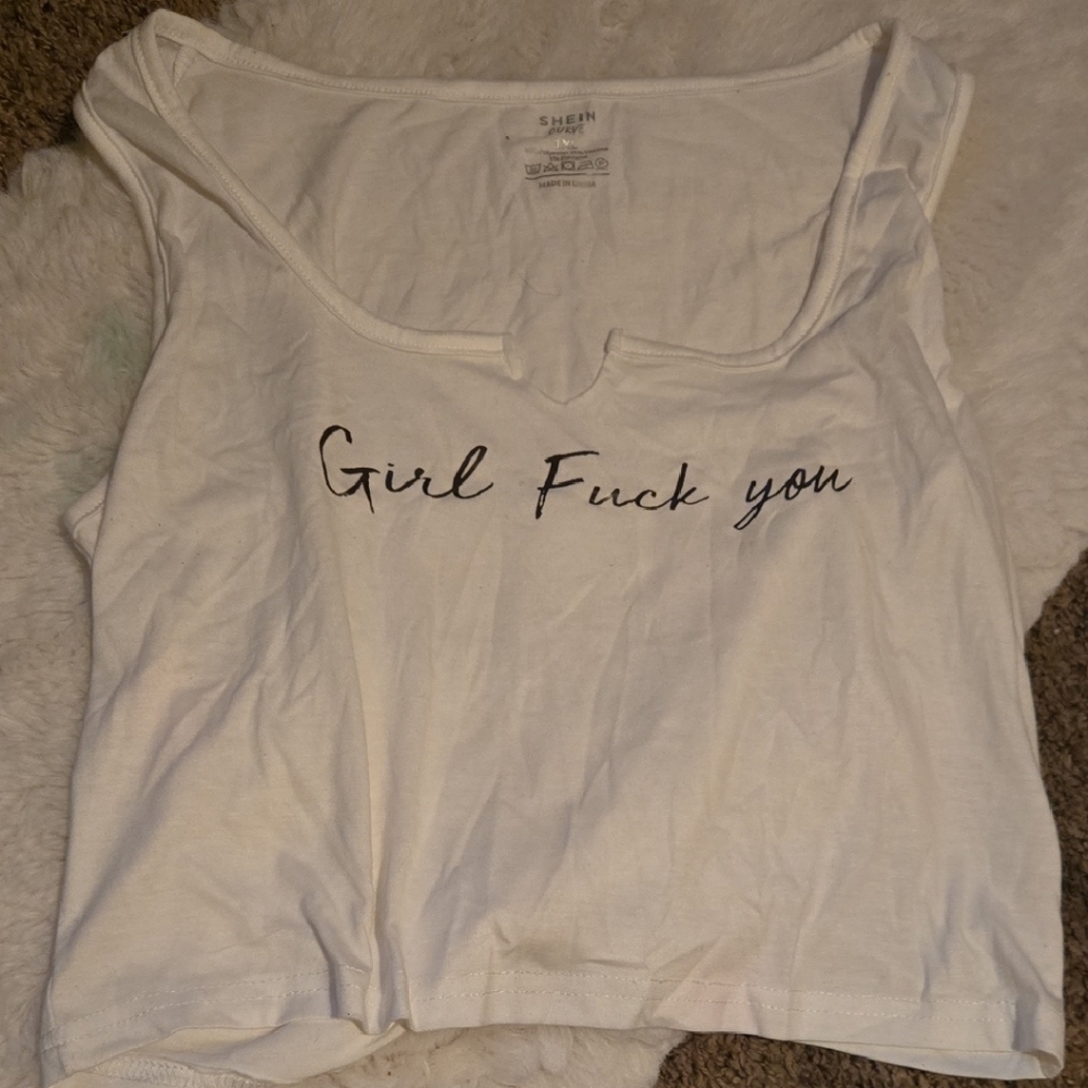 SHEIN White Graphic Tank Top